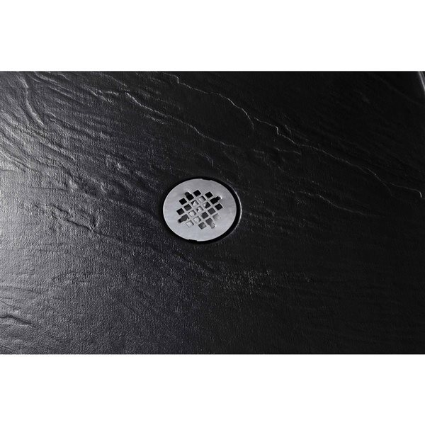 Streamline 48 x 36-in Alcove Acrylic Shower Base w/ Included Centre Drain - Matte Black