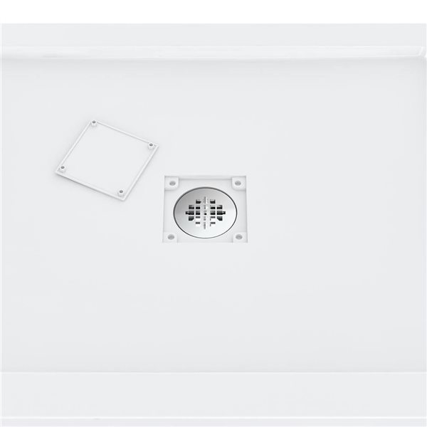 Streamline 42 x 34-in Alcove PP Shower Base w/ Included Centre Drain - Glossy White