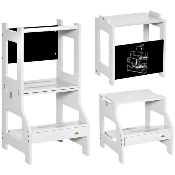 Step Stool Rona Qaba Grey 2-in-1 Kids Kitchen Helper Step Stool with Detachable Toddler ...