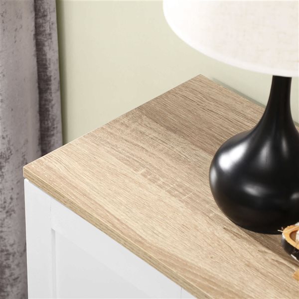 HOMCOM Modern Sideboard Buffet Cabinet with Adjustable Shelves - White/Oak