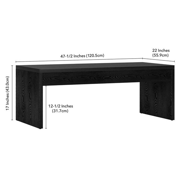 Hailey Home Lawrence 48-in Black Grain Fluted Coffee Table