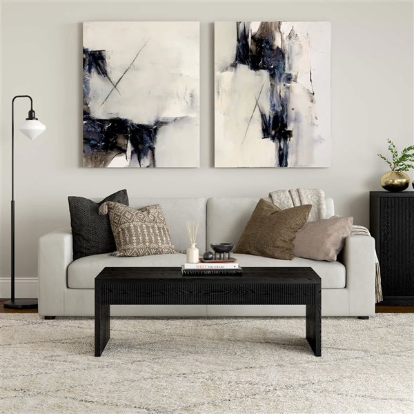 Hailey Home Lawrence 48-in Black Grain Fluted Coffee Table