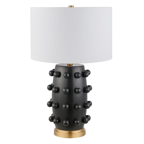Hailey Home Farrington 26-in Matte Black Ceramic Table Lamp with Fabric Shade