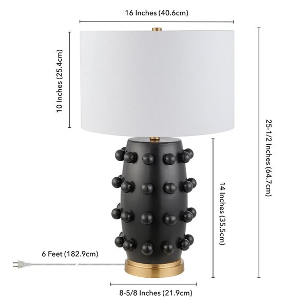 Hailey Home Farrington 26-in Matte Black Ceramic Table Lamp with Fabric Shade