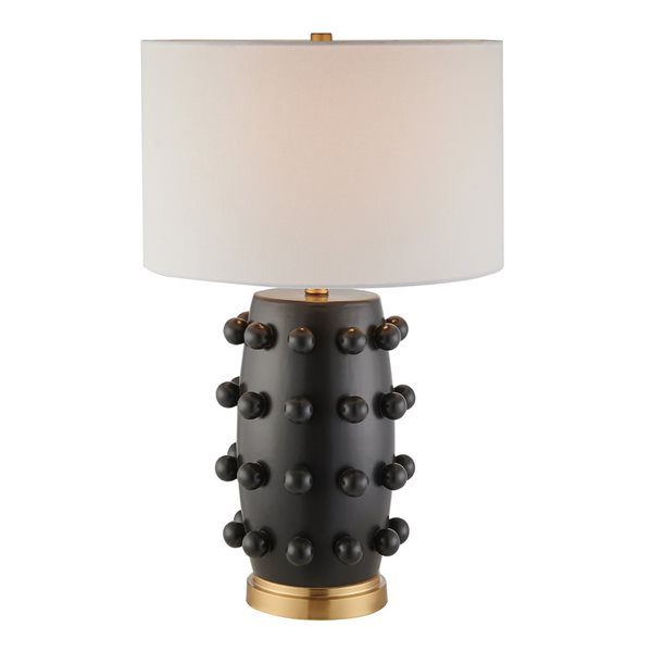Hailey Home Farrington 26-in Matte Black Ceramic Table Lamp with Fabric Shade