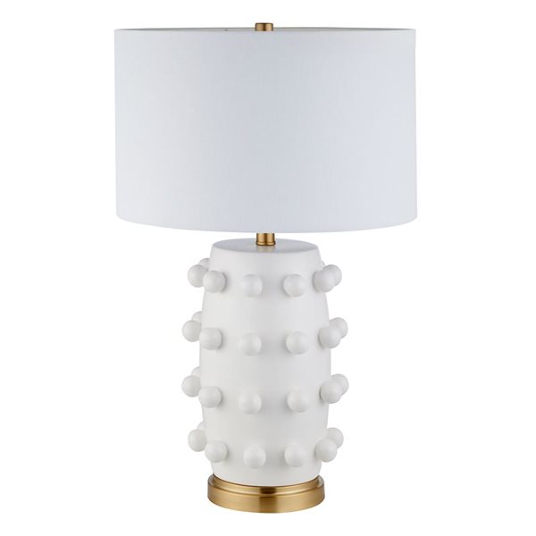 Hailey Home Farrington 26-in Matte White Ceramic Table Lamp with Fabric Shade