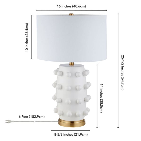 Hailey Home Farrington 26-in Matte White Ceramic Table Lamp with Fabric Shade