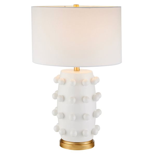 Hailey Home Farrington 26-in Matte White Ceramic Table Lamp with Fabric Shade