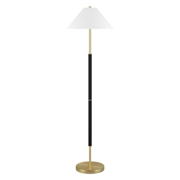 Hailey Home Simona Matte Black/Gold 2-Light Floor Lamp with Fabric Shade