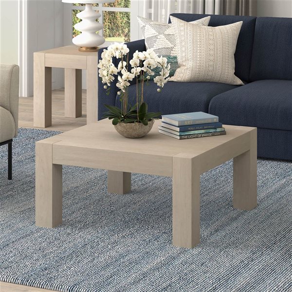 Hailey Home Langston 34-in Alder White Square Coffee Table