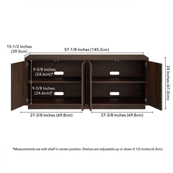 Hailey Home Hanson Alder Brown Fluted TV Stand for TV's up to 65-in