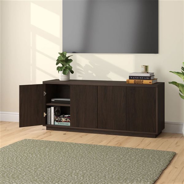 Hailey Home Hanson Alder Brown Fluted TV Stand for TV's up to 65-in