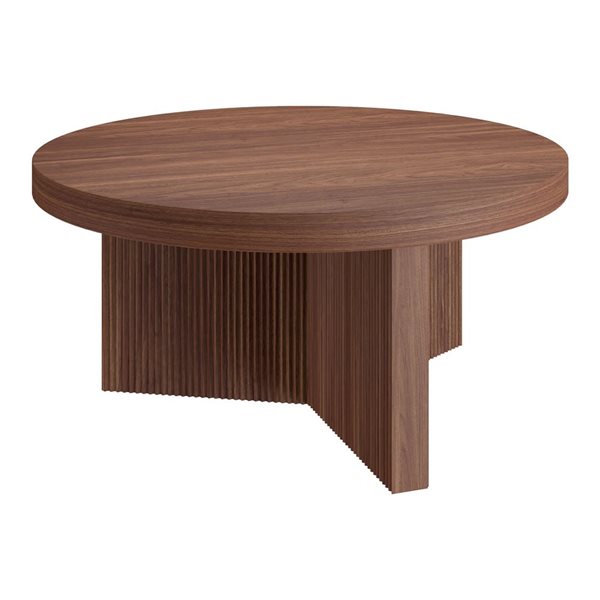 Hailey Home Holm 32-in Satin Walnut Round Fluted Coffee Table