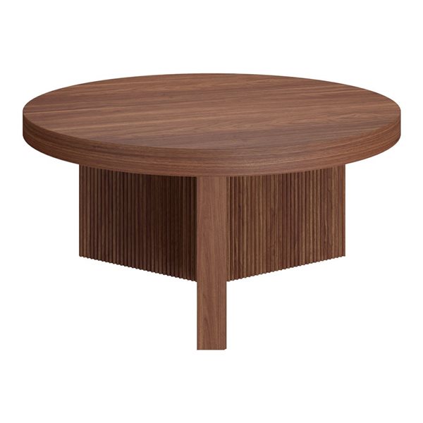 Hailey Home Holm 32-in Satin Walnut Round Fluted Coffee Table
