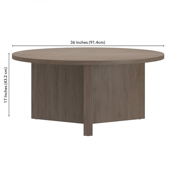 Hailey Home Anders 36-in Antiqued Gray Oak Round Coffee Table