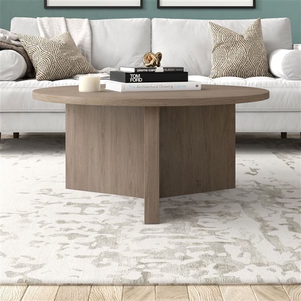 Hailey Home Anders 36-in Antiqued Gray Oak Round Coffee Table