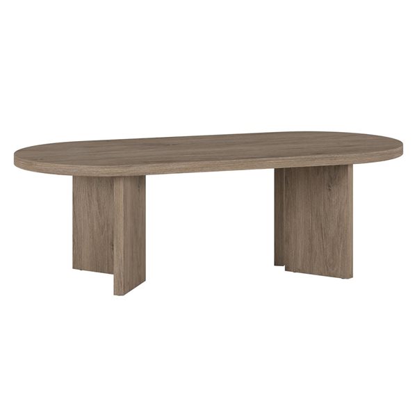 Hailey Home Alma 48-in Antiqued Gray Oak Oval Coffee Table