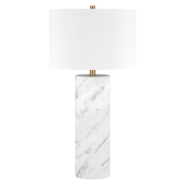 Hailey Home Elise 30-in Marble Table Lamp with Fabric Shade