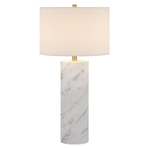 Hailey Home Elise 30-in Marble Table Lamp with Fabric Shade
