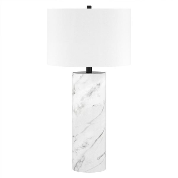 Hailey Home Elise 30-in Marble Table Lamp with Fabric Shade