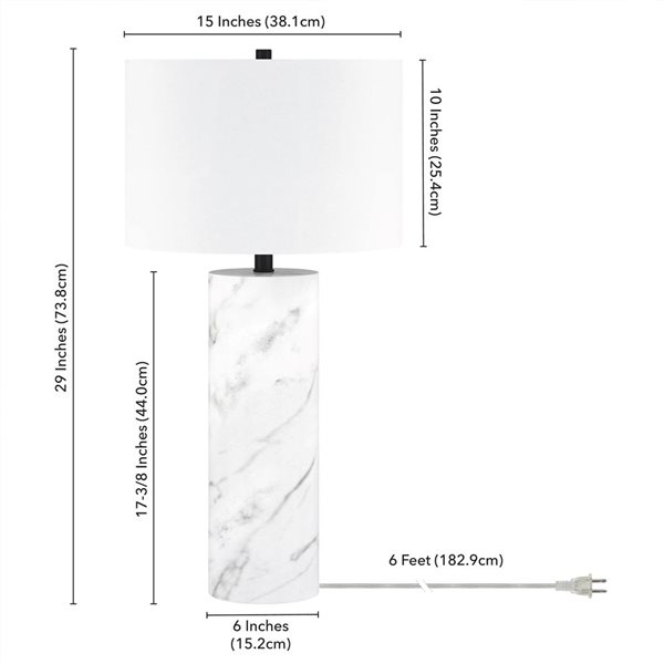 Hailey Home Elise 30-in Marble Table Lamp with Fabric Shade