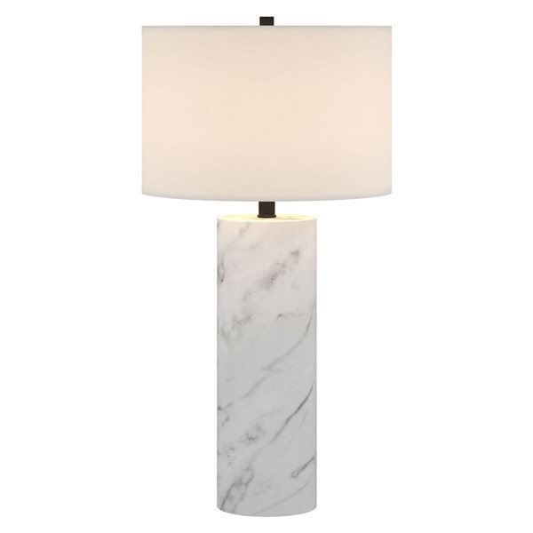 Hailey Home Elise 30-in Marble Table Lamp with Fabric Shade