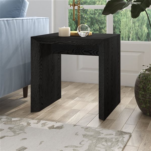 Hailey Home Oswin 22-in Black Grain Side Table