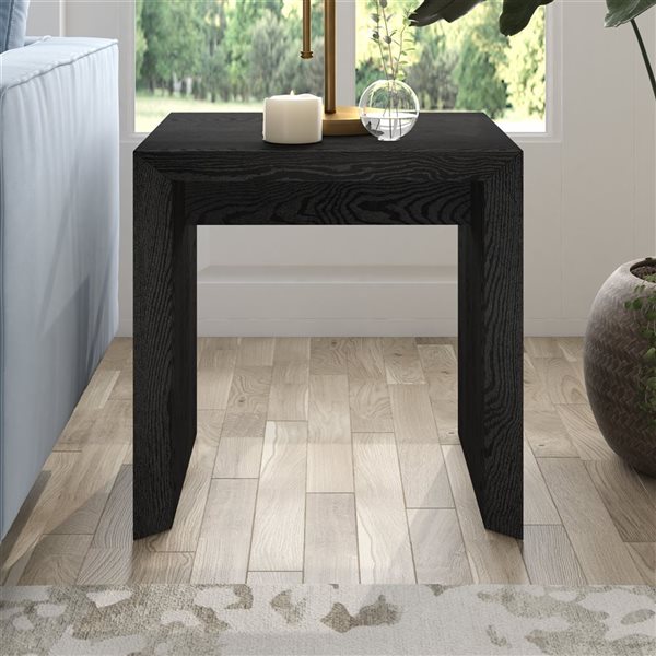 Hailey Home Oswin 22-in Black Grain Side Table