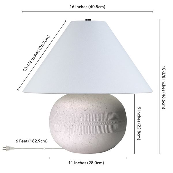 Hailey Home Willa 18-in Cream Textured Ceramic Table Lamp with Fabric Shade