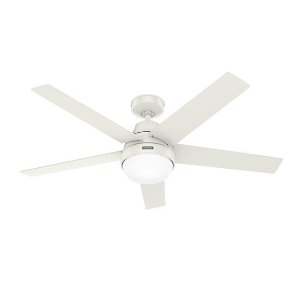 Hunter Aerodyne 52-in Wi-Fi Ceiling Fan w/ LED Light and Handheld Remote - Fresh White