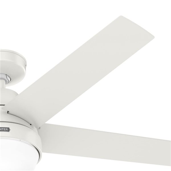 Hunter Aerodyne 52-in Wi-Fi Ceiling Fan w/ LED Light and Handheld Remote - Fresh White