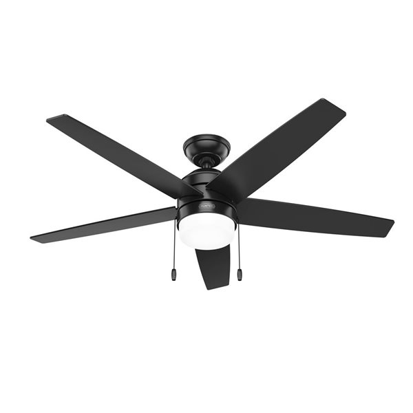 Hunter Bardot 52-in Ceiling Fan w/ LED Light and Pull Chain - Matte Black