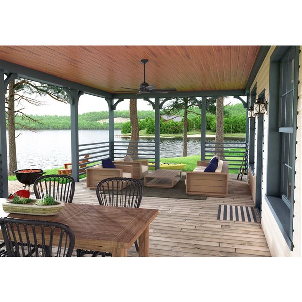 Hunter Kennicott 52-in Damp Rated Ceiling Fan and Wall Control - Matte Black