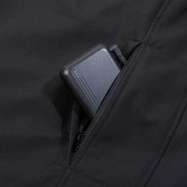 Cabin Heated Black Polyester Men's Vest with Rechargeable Lithium Battery - XL