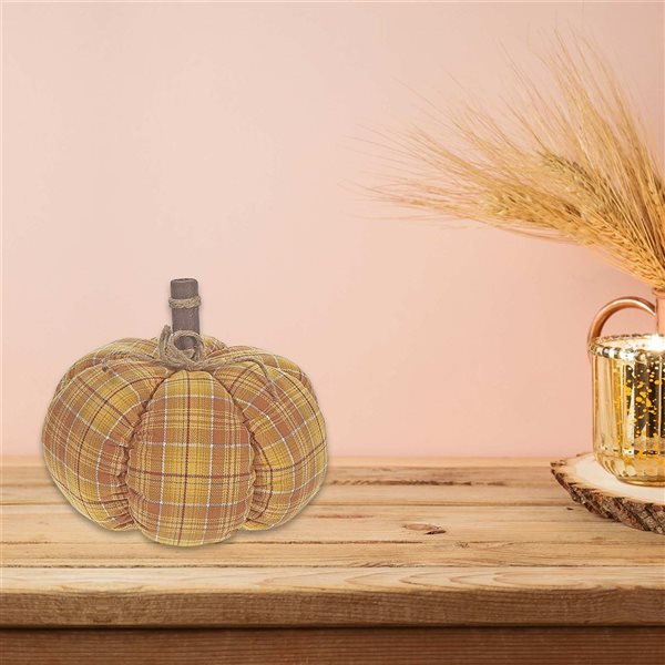 iH casadécor Yellow Plaid Fabric Pumpkin