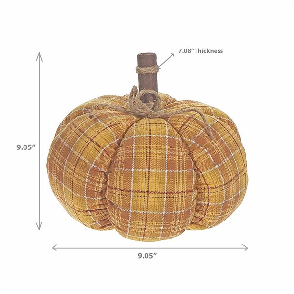 iH casadécor Yellow Plaid Fabric Pumpkin