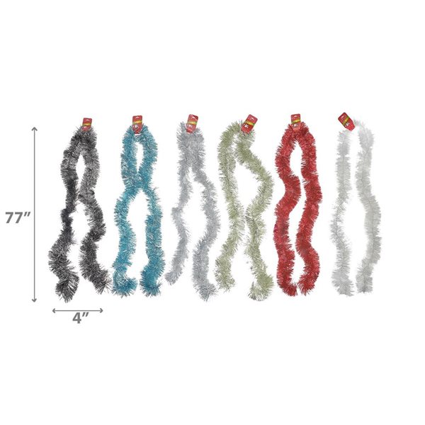 iH casadécor Set of 12 77-in Assorted Sparkly Tinsel Garland