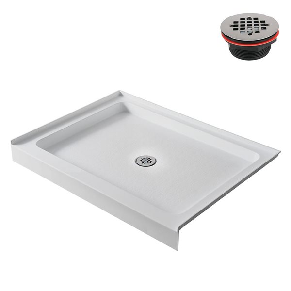 Streamline 48 x 48 Alcove Acrylic Shower Base in Glossy White With Center Drain