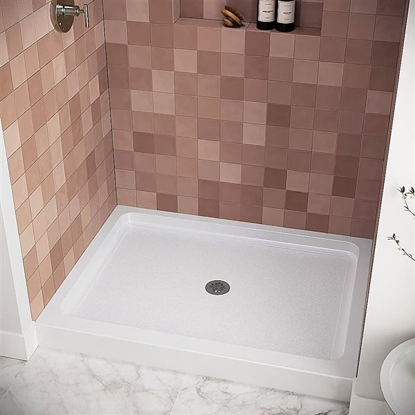 Streamline 48 x 48 Alcove Acrylic Shower Base in Glossy White With Center Drain