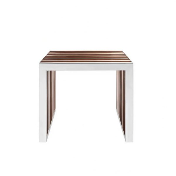 Plata Import Nove Walnut Small Bench w/ Steel Frame - Silver