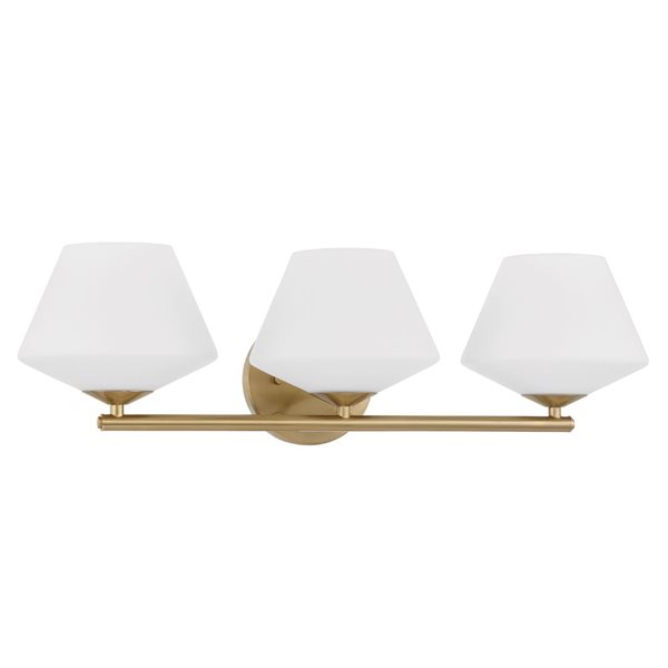 Hunter Celestial Valley 3-Light Bathroom Vanity Wall Sconce w/ White Glass - Alturas Gold