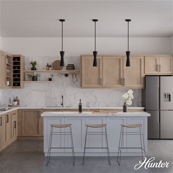 Hunter Zola 1-Light Mini Pendant Light w/ Chain - Matte Black