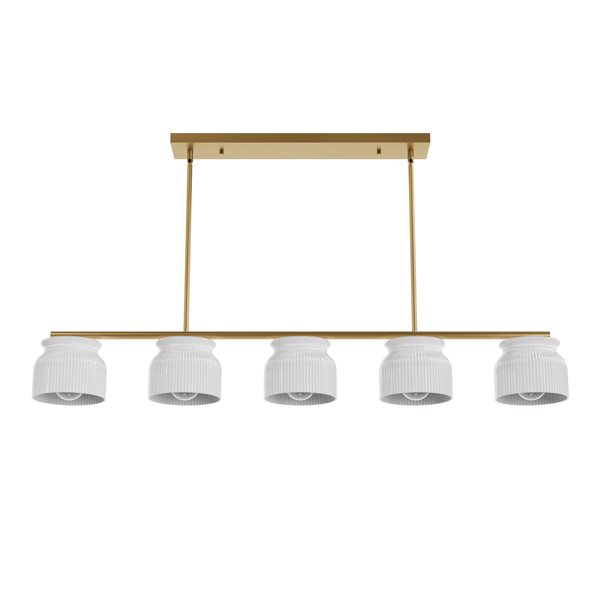 Hunter Harlowe 5-Light Ceiling Light w/ White Glass - Luxe Gold 13180 ...