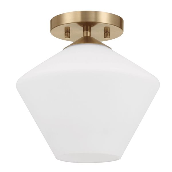 Hunter Celestial Valley 1-Light Flush Mount Ceiling Light w/ White Glass - Alturas Gold