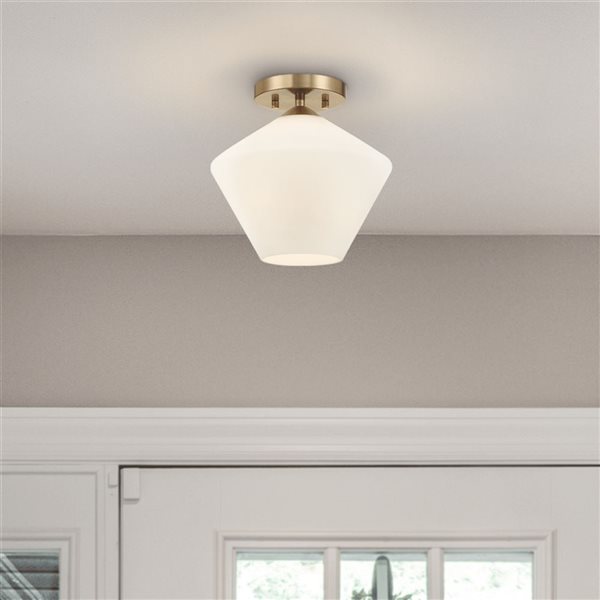 Hunter Celestial Valley 1-Light Flush Mount Ceiling Light w/ White Glass - Alturas Gold