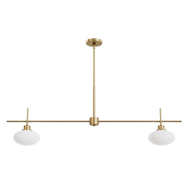 Hunter 2-Light Ceiling Light w/ White Glass - Luxe Gold