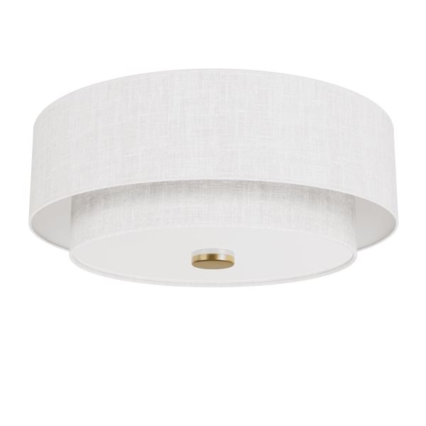 Hunter Brookside 2-Light Flush Mount Ceiling Light w/ Frosted Glass - Luxe Gold