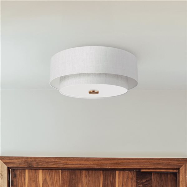 Hunter Brookside 2-Light Flush Mount Ceiling Light w/ Frosted Glass - Luxe Gold