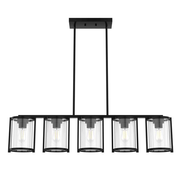 Hunter Astwood 5-Light Ceiling Light w/ Clear Glass - Matte Black