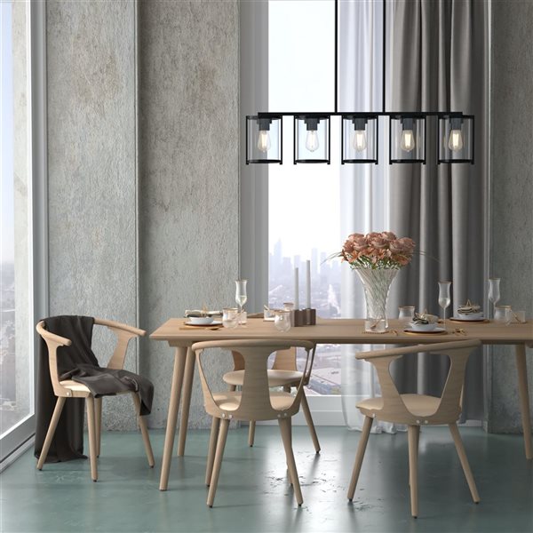 Hunter Astwood 5-Light Ceiling Light w/ Clear Glass - Matte Black